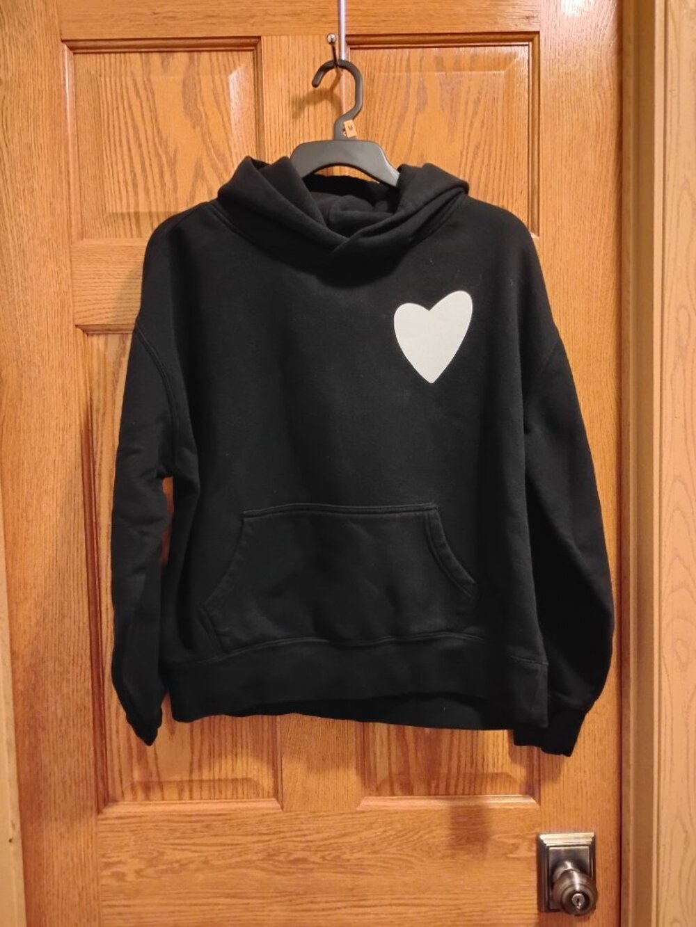 ascolour relax White Heart on Black Oversized Hoodie Women's Size S